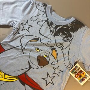 DC League of Super Pets T‎ Shirt Kids Size 4 Light Blue Superman Dog Graphic Tee